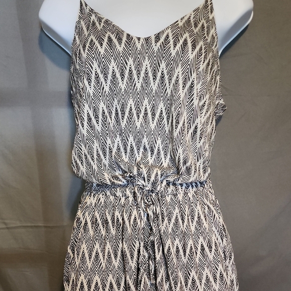 Pants - Black and White Chevron Jumpsuit with Tapered Legs